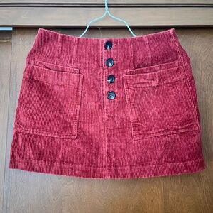 HYFVE Burgundy Corduroy Mini Skirt
